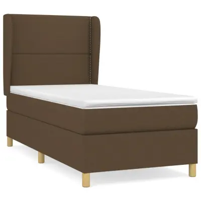 vidaXL Box spring postelja z vzmetnico temno rjava 90x200 cm blago