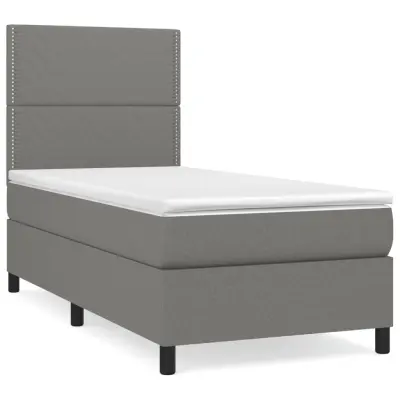 vidaXL Box spring postelja z vzmetnico temno siva 90x190 cm blago
