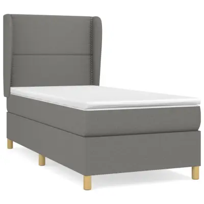 vidaXL Box spring postelja z vzmetnico temno siva 90x200 cm blago