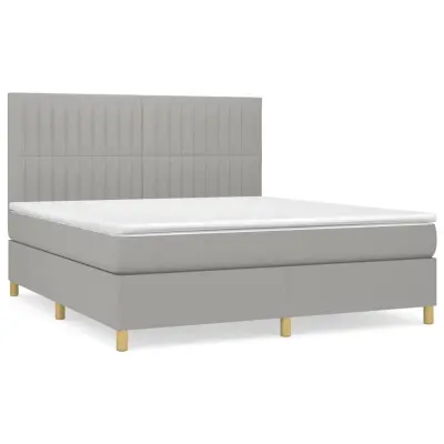vidaXL Box spring postelja z vzmetnico svetlo siva 160x200 cm žamet