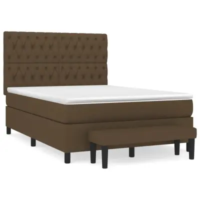 vidaXL Box spring postelja z vzmetnico temno rjava 140x200 cm blago