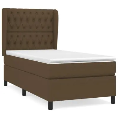 vidaXL Box spring postelja z vzmetnico temno rjav 90x190 cm blago