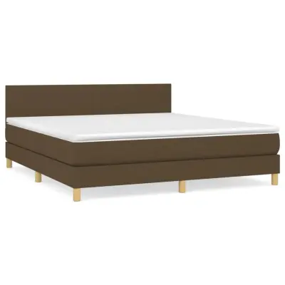 vidaXL Box spring postelja z vzmetnico temno rjava 160x200 cm blago