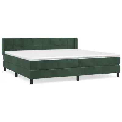 vidaXL Box spring postelja z vzmetnico temno zelena 200x200 cm žamet
