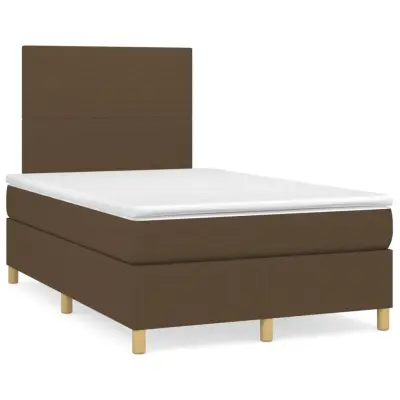 vidaXL Box spring postelja z vzmetnico temno rjav 120x200 cm blago