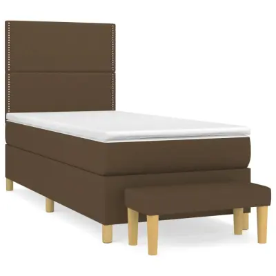 vidaXL Box spring postelja z vzmetnico temno rjava 90x200 cm blago