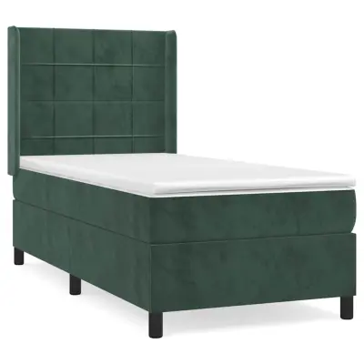 vidaXL Box spring postelja z vzmetnico temno zelena 80x200 cm žamet