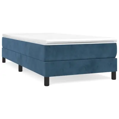 vidaXL Box spring postelja z vzmetnico temno modra 100x200 cm žamet