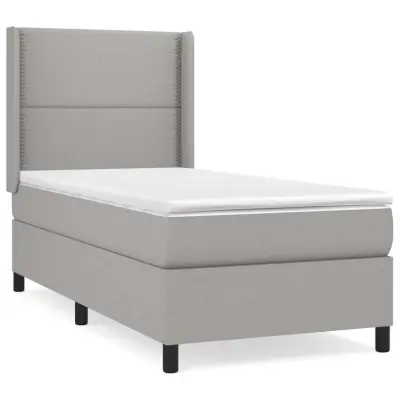 vidaXL Box spring postelja z vzmetnico svetlo siva 90x190 cm blago