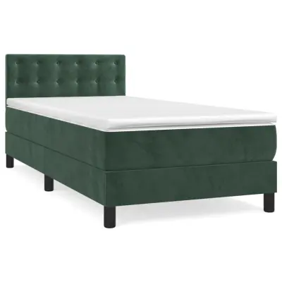 vidaXL Box spring postelja z vzmetnico temno zelena 80x200 cm žamet