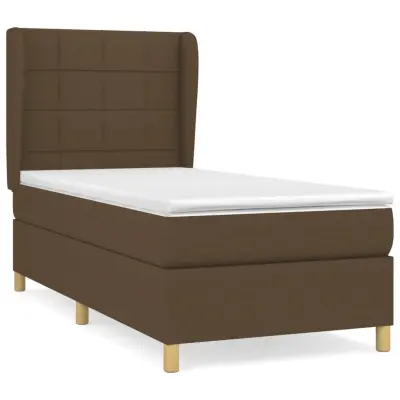 vidaXL Box spring postelja z vzmetnico temno rjava 80x200 cm blago