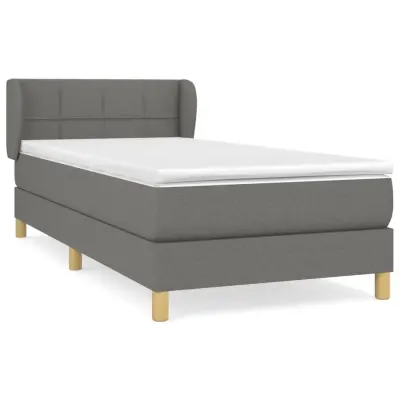 vidaXL Box spring postelja z vzmetnico temno siva 90x200 cm blago