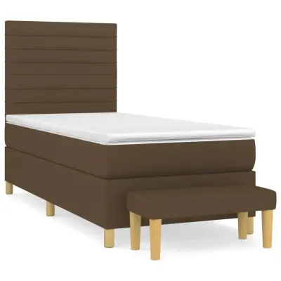 vidaXL Box spring postelja z vzmetnico temno rjava 80x200 cm blago
