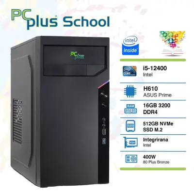 PCPLUS School i5-12400 16 512GB NVMe Windows 11 EDU namizni računalnik