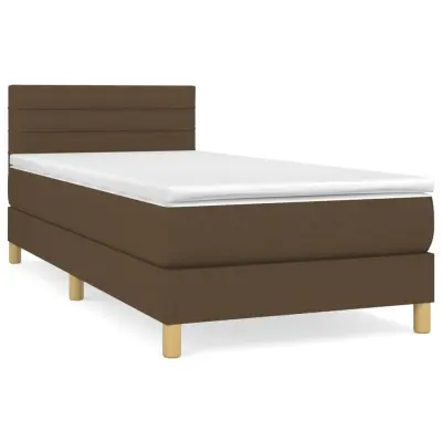 vidaXL Box spring postelja z vzmetnico temno rjava 80x200 cm blago