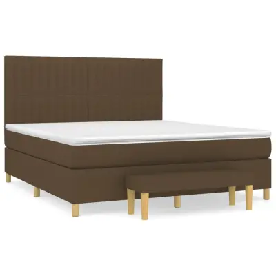 vidaXL Box spring postelja z vzmetnico temno rjava 160x200 cm blago