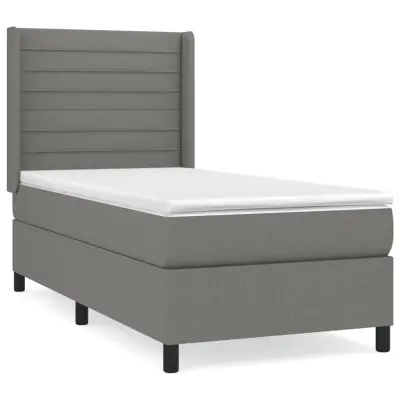 vidaXL Box spring postelja z vzmetnico temno siva 90x190 cm blago