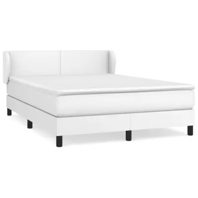 vidaXL Box spring postelja z vzmetnico bel 140x190 cm umetno usnje