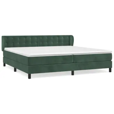 vidaXL Box spring postelja z vzmetnico temno zelena 200x200 cm žamet