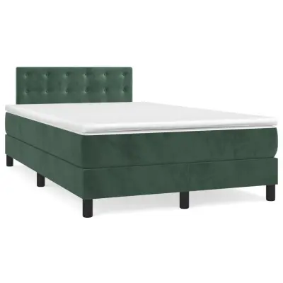 vidaXL Box spring postelja z vzmetnico temno zelena 120x200 cm žamet