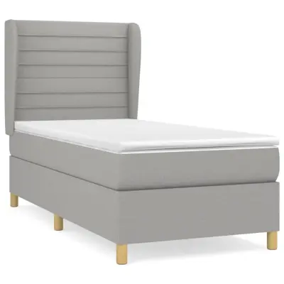 vidaXL Box spring postelja z vzmetnico svetlo siva 90x190 cm blago