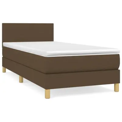 vidaXL Box spring postelja z vzmetnico temno rjava 80x200 cm blago