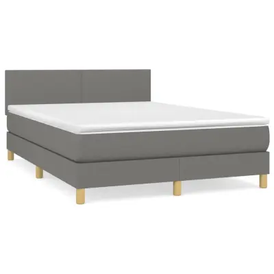 vidaXL Box spring posteljni z vzmetnico temno siv 140x190 cm blago