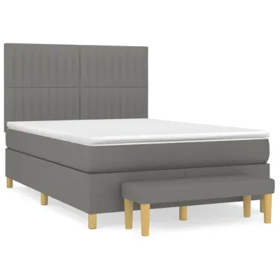 vidaXL Box spring posteljni z vzmetnico temno siv 140x190 cm blago