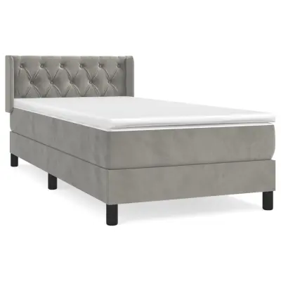 vidaXL Box spring postelja z vzmetnico svetlo siva 80x200 cm žamet