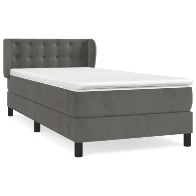 vidaXL Box spring postelja z vzmetnico temno siva 90x200 cm žamet