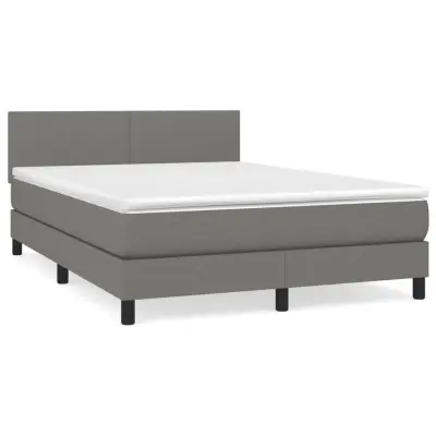 vidaXL Box spring postelja z vzmetnico temno siva 140x200 cm blago