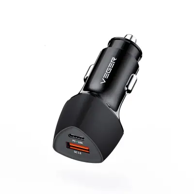 VEGER avtopolnilec CC50 USB+USB-C PD, QC3.0 38W