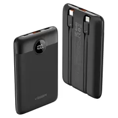 VEGER prenosna baterija z vgrajenimi kabli C11 10000 mAh, črna