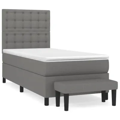 vidaXL Box spring postelja z vzmetnico temno siva 90x190 cm blago