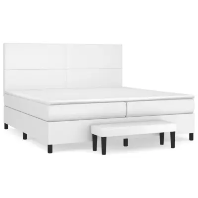 vidaXL Box spring postelja z vzmetnico bela 200x200 cm umetno usnje