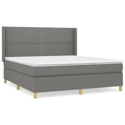vidaXL Box spring postelja z vzmetnico temno siva 180x200 cm blago