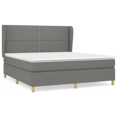 vidaXL Box spring postelja z vzmetnico temno siva 180x200 cm blago