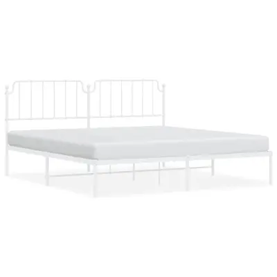 vidaXL Kovinski posteljni okvir z vzglavjem bel 200x200 cm