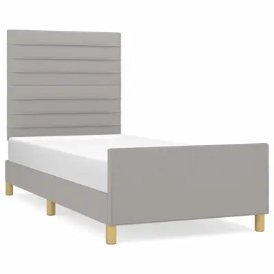 vidaXL Posteljni okvir brez vzmetnice svetlo siv 100x200 cm blago