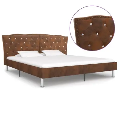 vidaXL Posteljni okvir rjav iz umetnega semiš usnja 180x200 cm