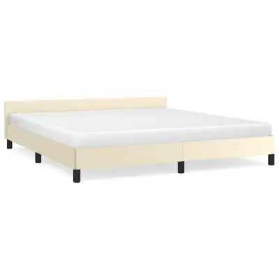 vidaXL Posteljni okvir z vzglavjem brez vzmetnice krem 160x200 cm