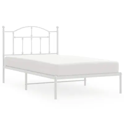 vidaXL Kovinski posteljni okvir z vzglavjem bel 100x190 cm