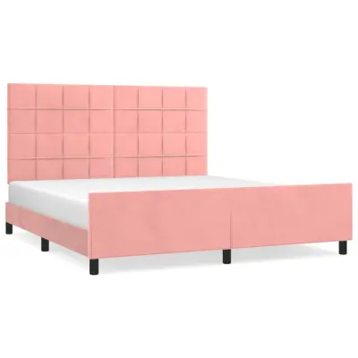 vidaXL Posteljni okvir z vzglavjem roza 160x200 cm žamet