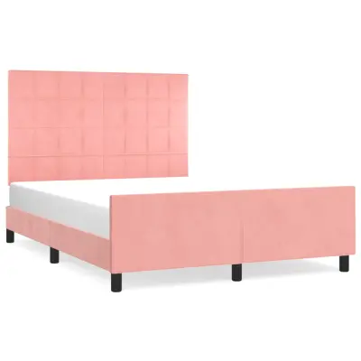vidaXL Posteljni okvir z vzglavjem roza 140x190 cm žamet