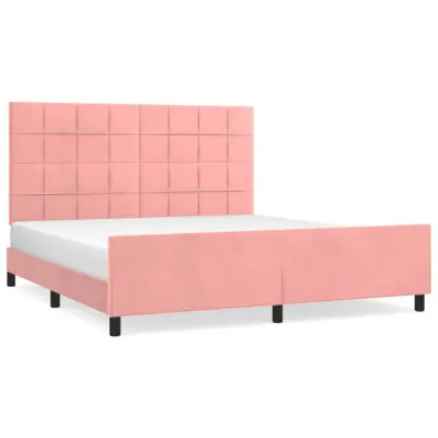 vidaXL Posteljni okvir z vzglavjem roza 180x200 cm žamet