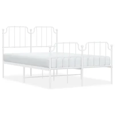 vidaXL Kovinski posteljni okvir z vzglavjem in vznožjem bel 120x200 cm