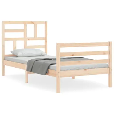 vidaXL Posteljni okvir z vzglavjem 100x200 cm trden les