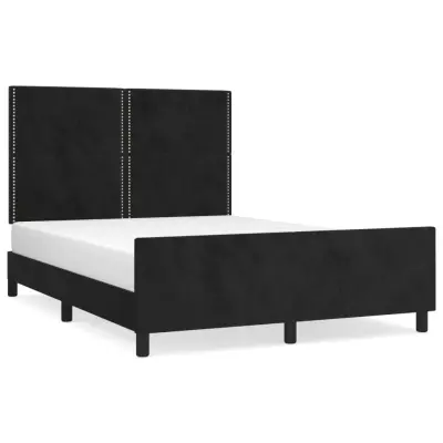 vidaXL Posteljni okvir brez vzmetnice črn 140x200 cm žamet