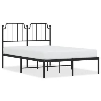vidaXL Kovinski posteljni okvir z vzglavjem črn 120x200 cm