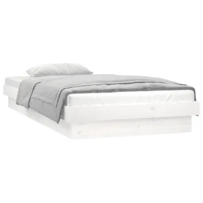 vidaXL LED posteljni okvir bel 90x200 cm trden les
